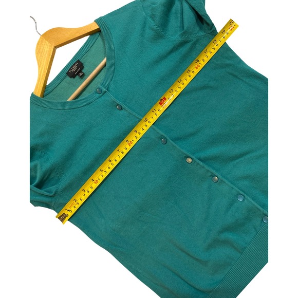 Talbots Petite Teal Green Pima Cotton Button Front Cardigan Sweater Size S - Picture 5 of 9